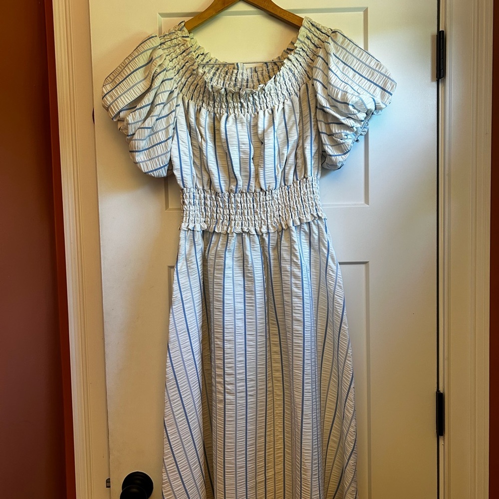 Calvin Klein Blue and White Striped Dress